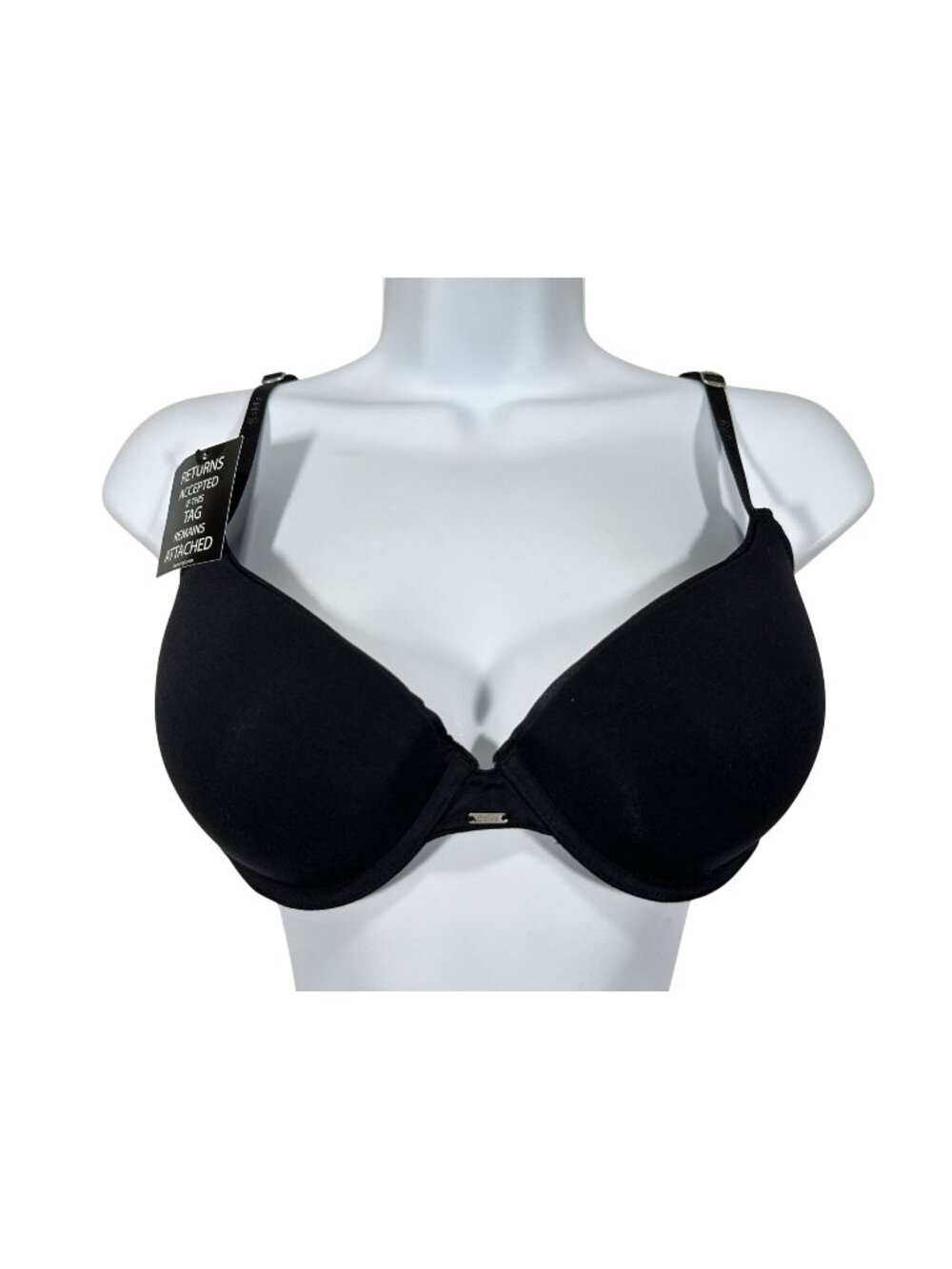 BeMe Womens Black T-Shirt Bra Size 38B Lightly Lined Adjustable Straps Smooth